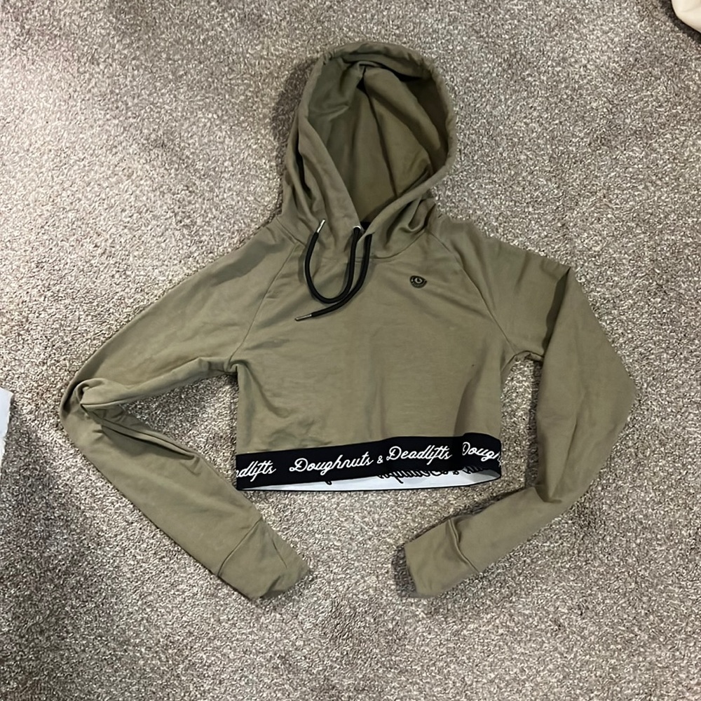 Doughnuts & Deadlifts Fitted Cropped Hoodie - Small